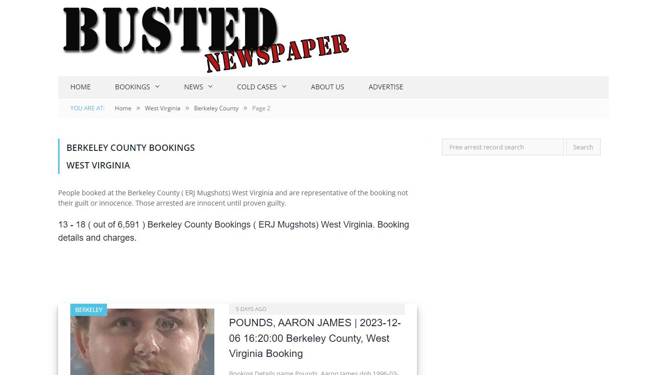 Berkeley County, WV ( ERJ WV ) Mugshots - page 2 - BUSTEDNEWSPAPER.COM